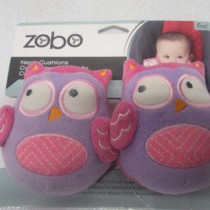 Zobo 6mo Baby/Infant Car Seat Strap Neck Cushions - Pink & Purple Owls